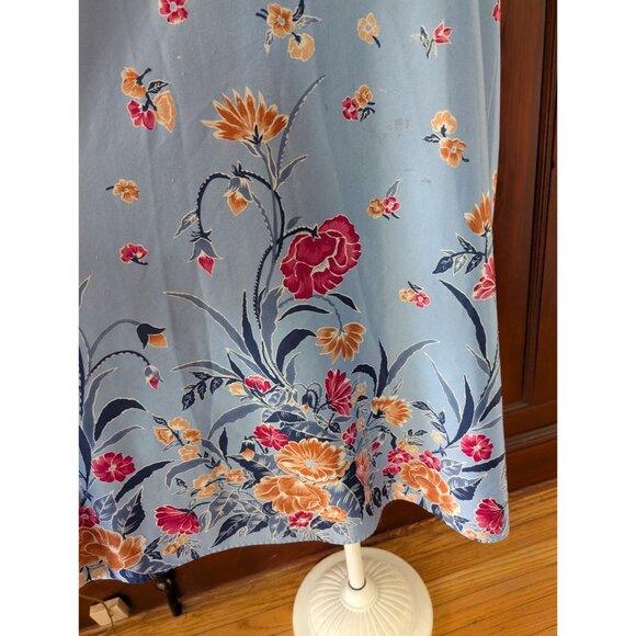 Vintage Blue Floral Nightgown With Flutter Sleeves & Tie Neckline 2x - Picture 3 of 6